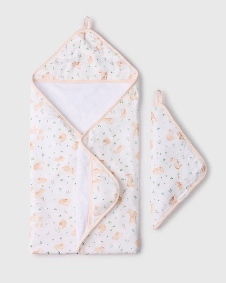 LouLou Lollipop Hooded Towel Set - Bunny Meadow-Mountain Baby