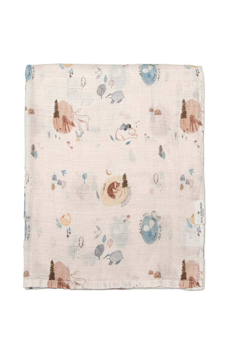 LouLou Lollipop Muslin Swaddle - Cozy Forest-Mountain Baby