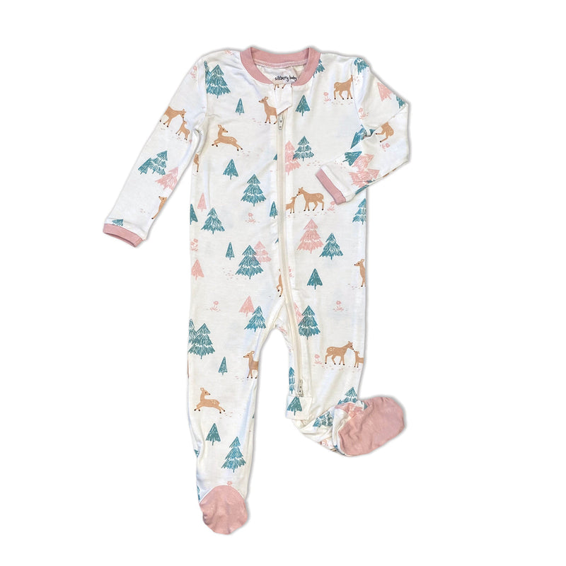 Silkberry Footed Zip Sleeper - Deer Forest-Mountain Baby