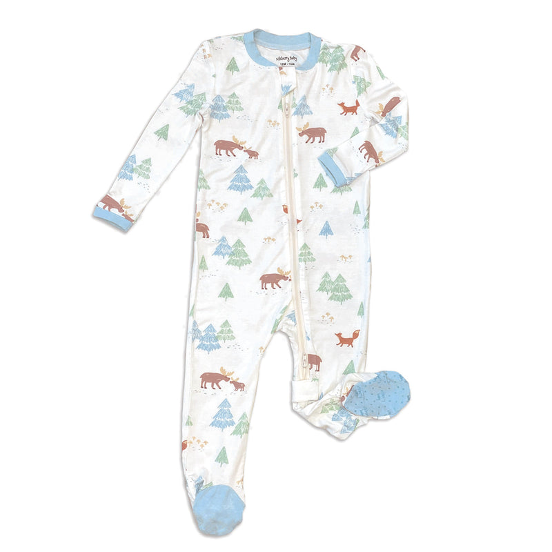 Silkberry Footed Zip Sleeper - Moose Woods-Mountain Baby