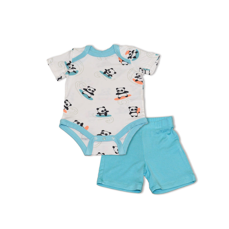 Silkberry Onesie & Short - Surf/Panda-Mountain Baby