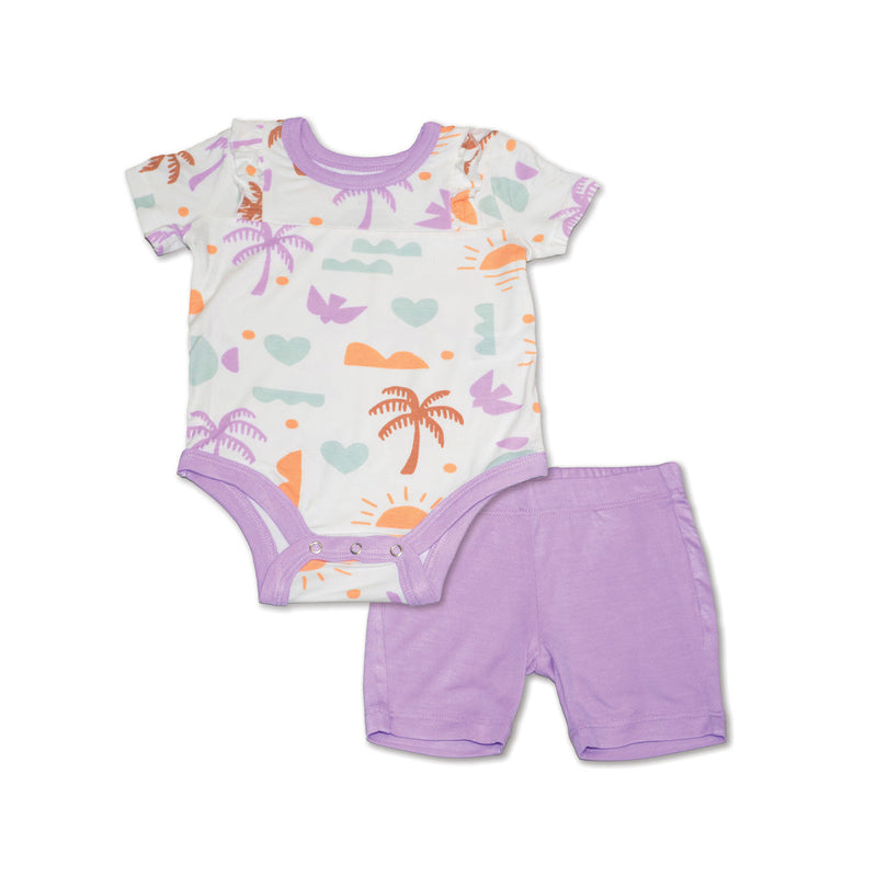 Silkberry Onesie & Short - Boho/Lavender-Mountain Baby