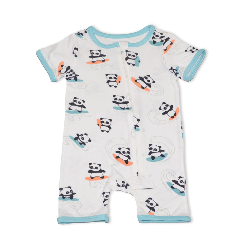 Silkberry S/S Romper - Surf/Panda-Mountain Baby