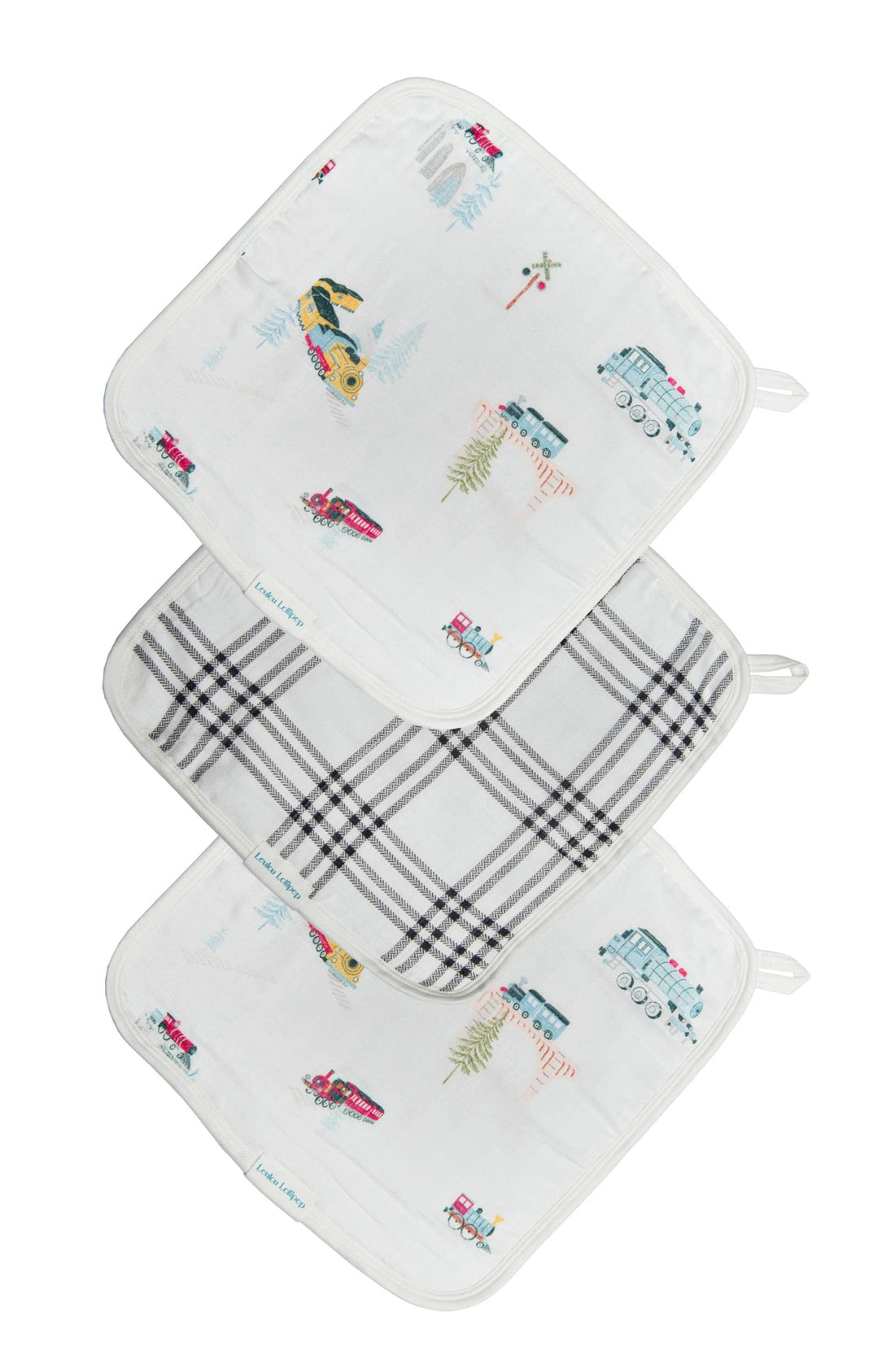 LouLou Lollipop Washcloths 3pk - All Aboard-Mountain Baby