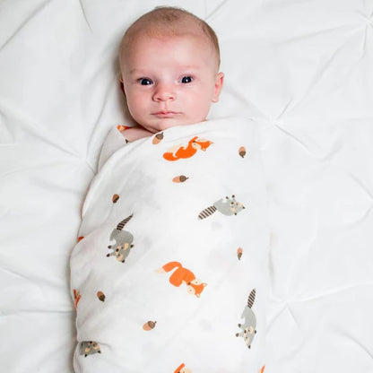 Lulujo Cotton Muslin Swaddling Blanket - Forest Friends-Mountain Baby