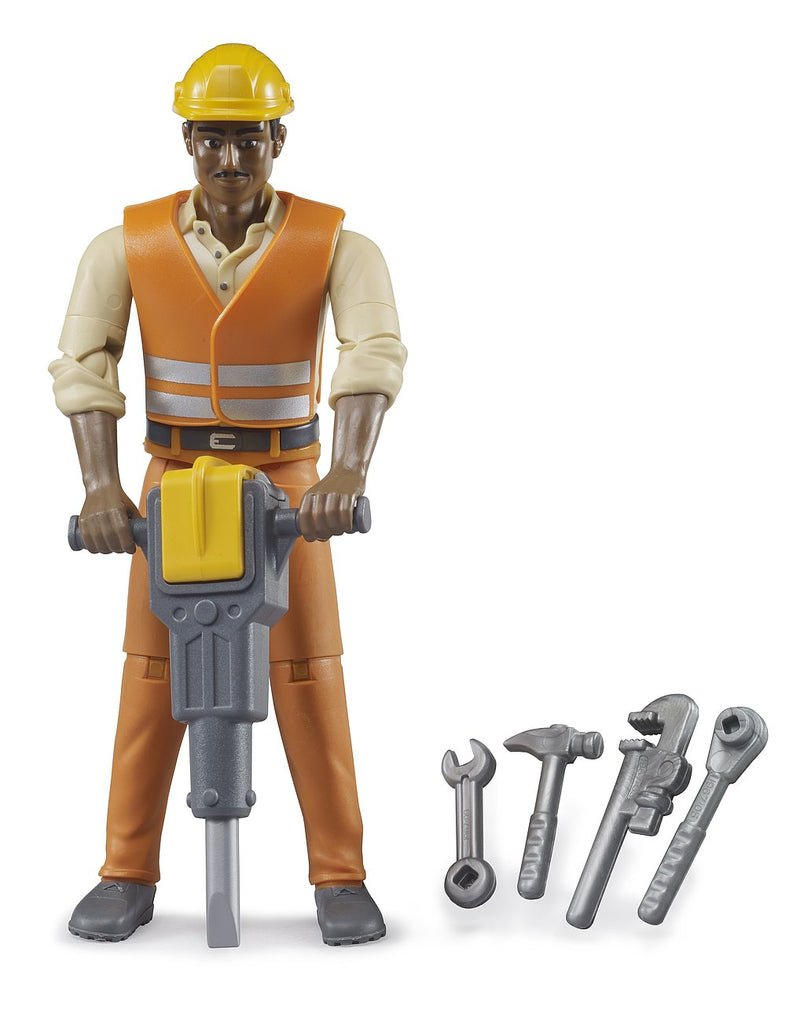 Bruder Figure - Construction Worker with Accessories - Dark Skin-Mountain Baby