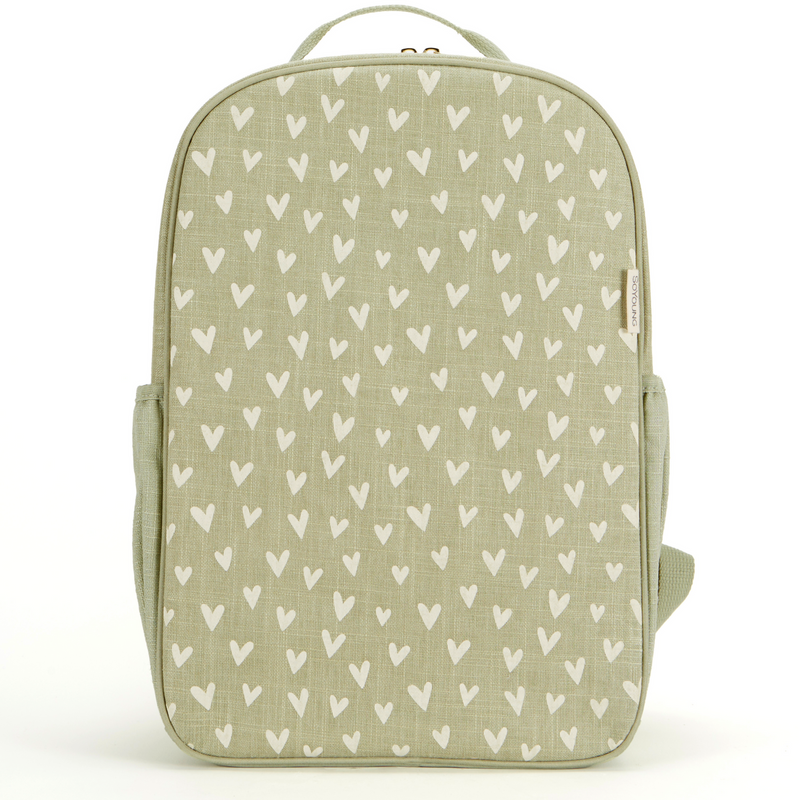 So Young Child's Backpack - Little Hearts Sage-Mountain Baby
