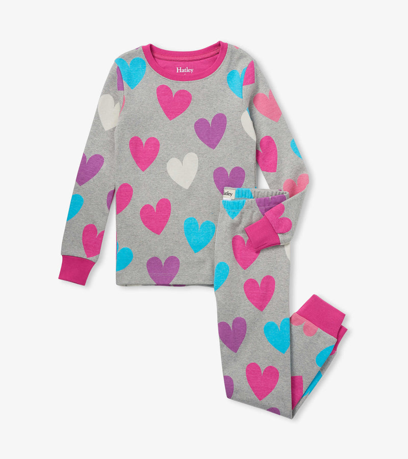 Hatley Organic Cotton Pajama Set - Fun Hearts-Mountain Baby