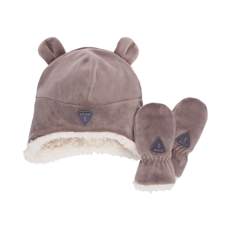 Kombi Hat & Mitt Set Sherpa - Infant - Platinum-Mountain Baby