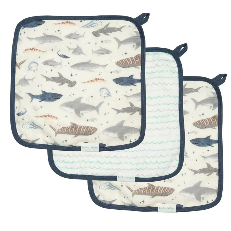 LouLou Lollipop Washcloths 3pk -Sharks