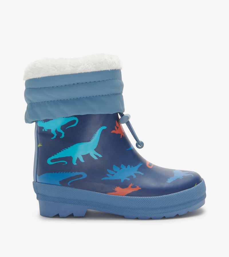 Hatley Sherpa Lined Rain Boots & Matching Socks - Dino Silhouettes-Mountain Baby