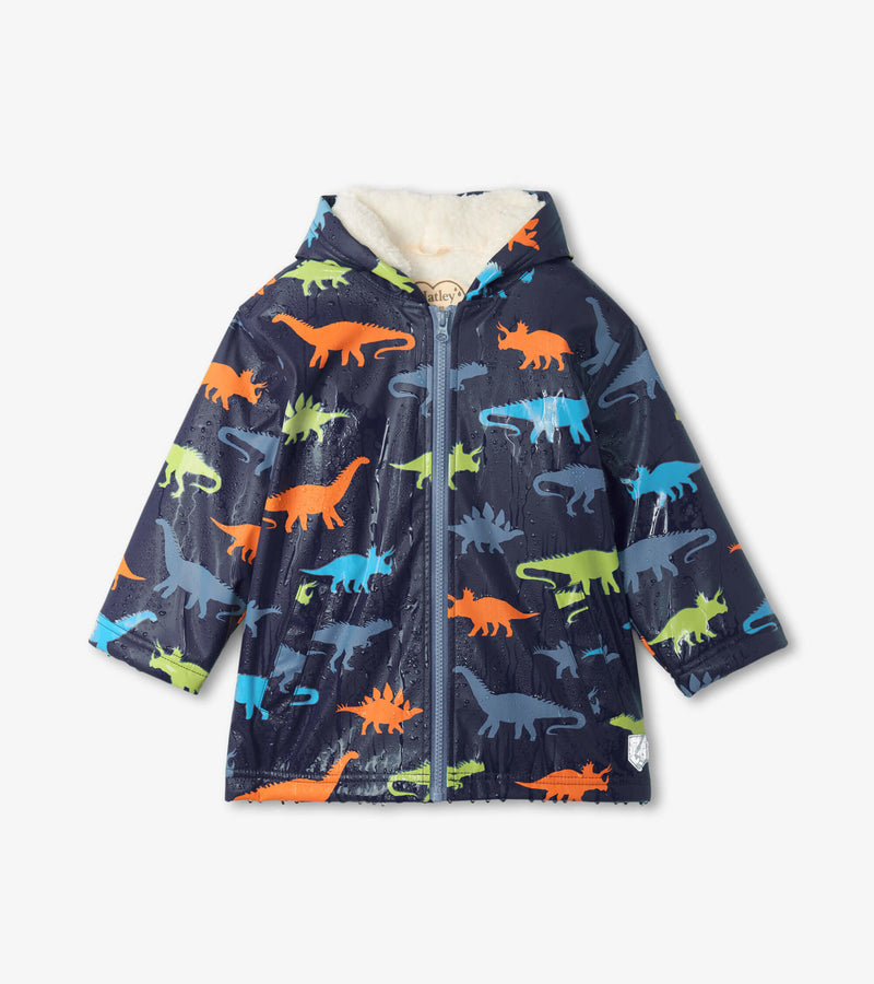 Hatley Zip Up Raincoat - Colour Changing - Dino Silhouette-Mountain Baby