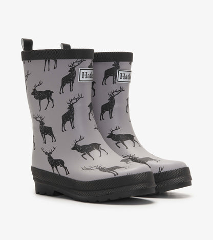 Hatley Sherpa Lined Rain Boots & Matching Socks - Majestic Elk-Mountain Baby