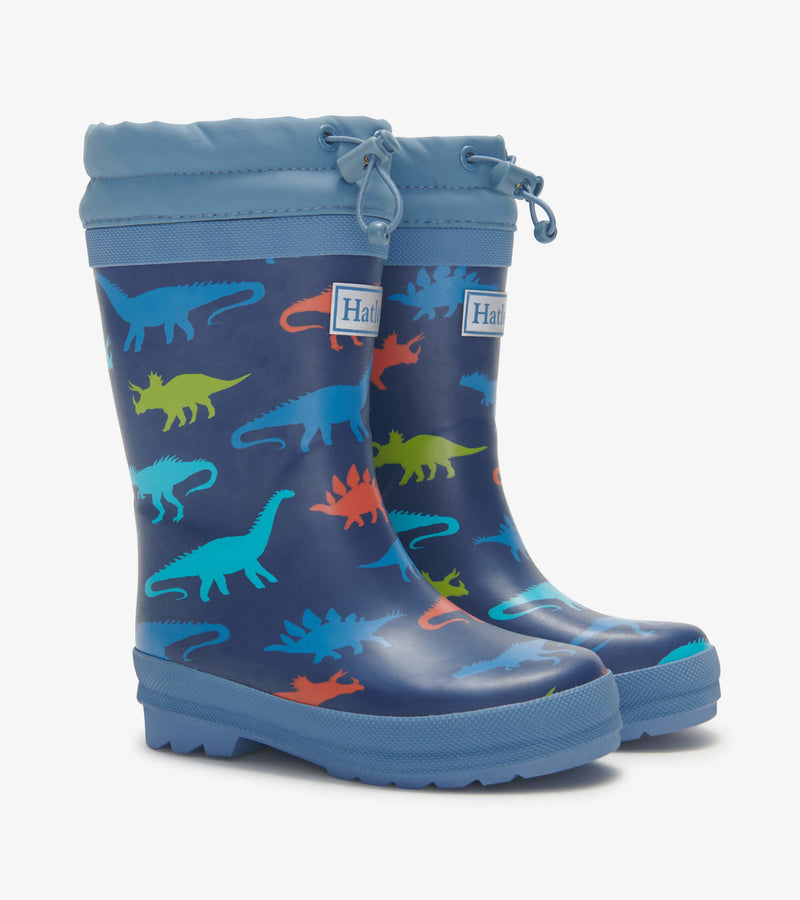 Hatley Sherpa Lined Rain Boots & Matching Socks - Dino Silhouettes-Mountain Baby