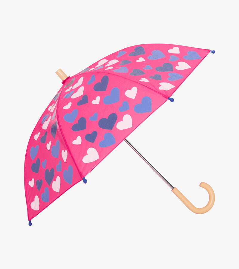 Hatley Umbrella - Colour Changing - White Hearts-Mountain Baby