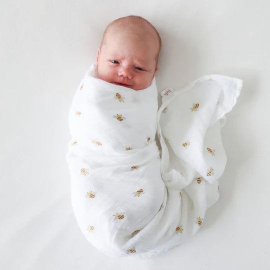 Lulujo Muslin Cotton Swaddling Blanket - Bees-Mountain Baby
