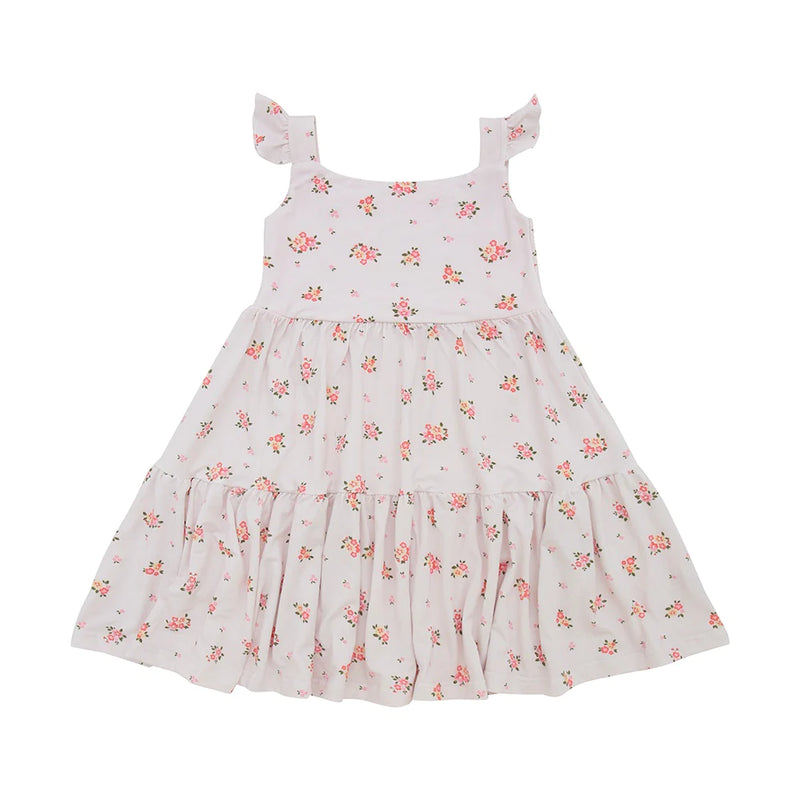 Belan.J Ruffled Strapped Tiered Dress - Blushing Blossoms-Mountain Baby