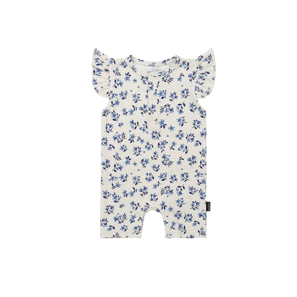 Belan.J Ruffled Sleeves Shortall Romper - Bluebell-Mountain Baby