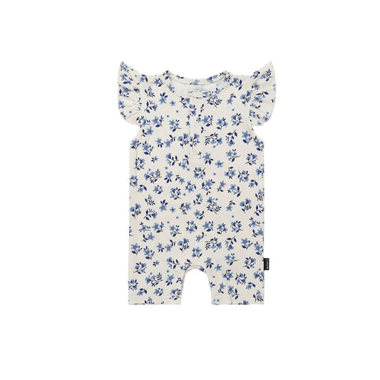 Belan.J Ruffled Sleeves Shortall Romper - Bluebell-Mountain Baby