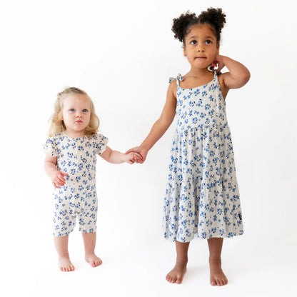 Belan.J Ruffled Sleeves Shortall Romper - Bluebell-Mountain Baby