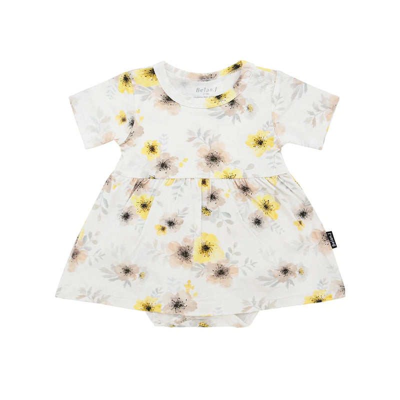 Belan.J Skirted Short Sleeve Onesie - Sunny Meadows-Mountain Baby