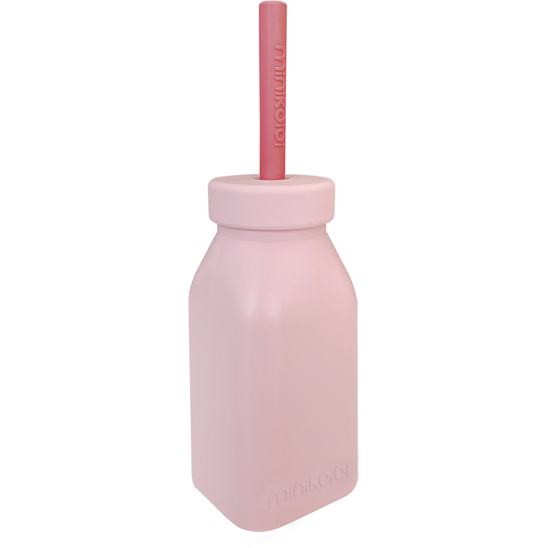 Minikoioi Silicone Bottle & Straw - Pink/Velvet Rose-Mountain Baby