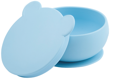 Minikoioi Bowly Silicone Suction Bowl w/ Lid - Blue-Mountain Baby
