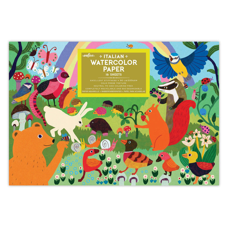 Eeboo Watercolour Pad - Woodland Rainbow-Mountain Baby