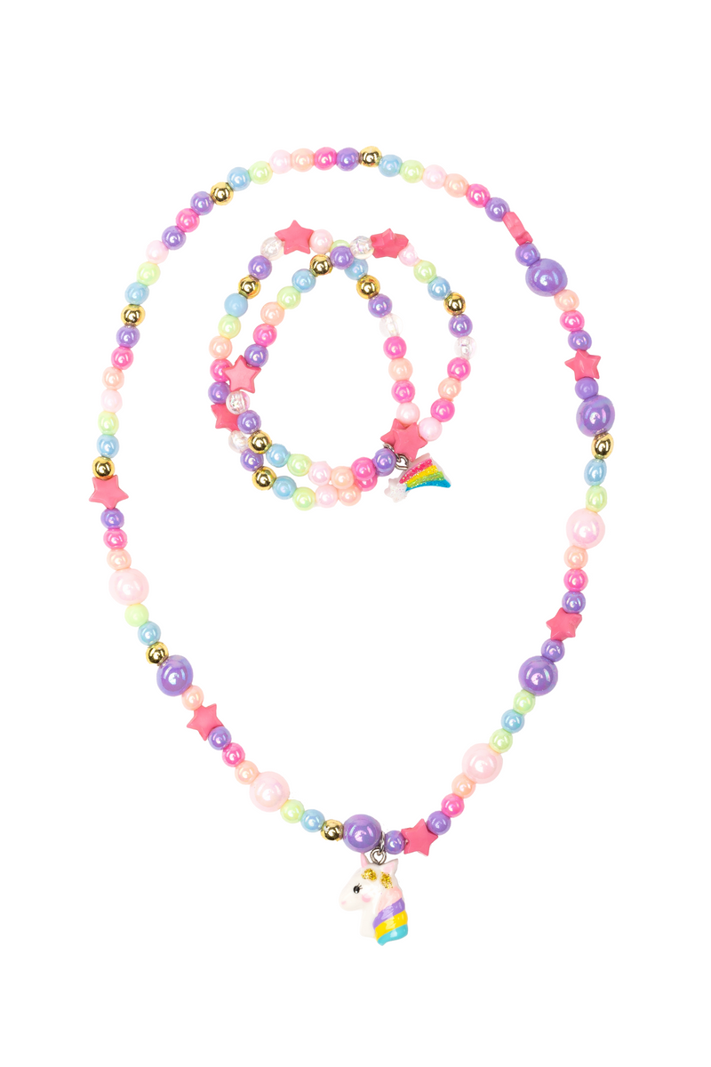 Great Pretenders Jewelry - Cheerful Starry Unicorn Necklace & Bracelet Set-Mountain Baby