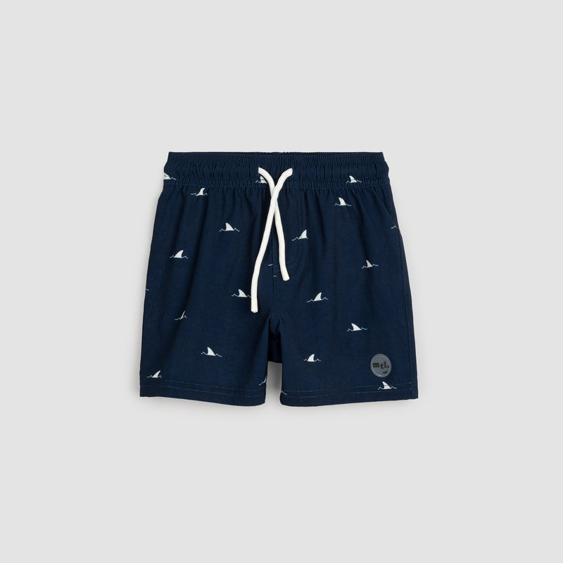 Miles Kids Swim Trunks - Navy Sharks-Mountain Baby