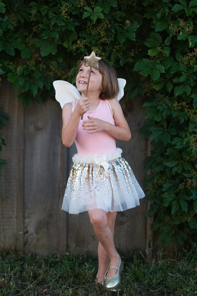 Great Pretenders Costumes - Gracious Gold Sequins Skirt, Wings & Wand Set-Mountain Baby