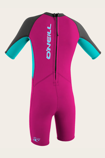 O'Neill Toddler Reactor-2 2mm S/S Spring Wetsuit - Berry/Aqua-Mountain Baby