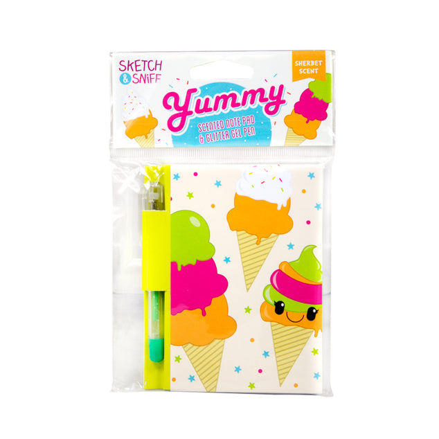 Yummy Sketch & Sniff Note Pad w/ Pen - Rainbow Sherbet-Mountain Baby