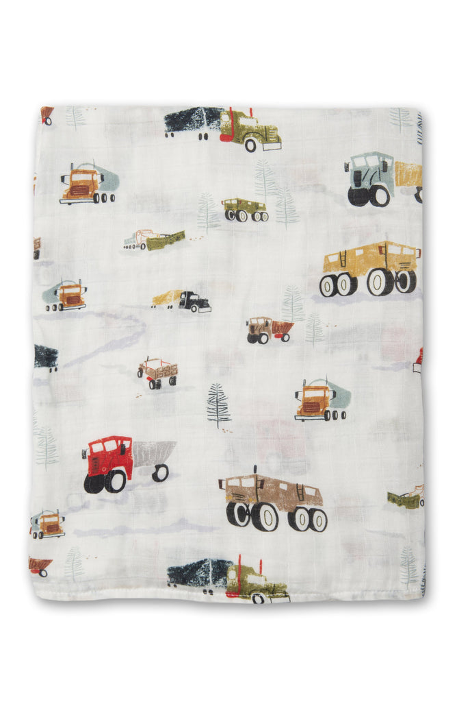 LouLou Lollipop Muslin Swaddle - Happy Trucks-Mountain Baby