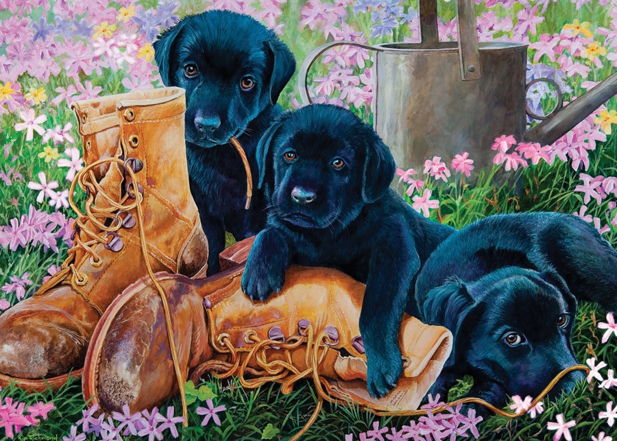 Cobble Hill Puzzle - 35pc Tray - Black Lab Puppies-Mountain Baby