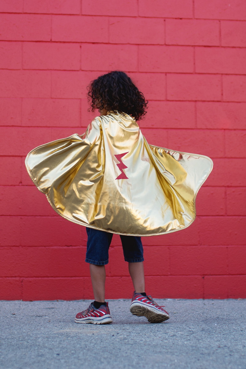 Great Pretenders Costumes - Reversible Wonder Gold & Red Cape & Mask-Mountain Baby
