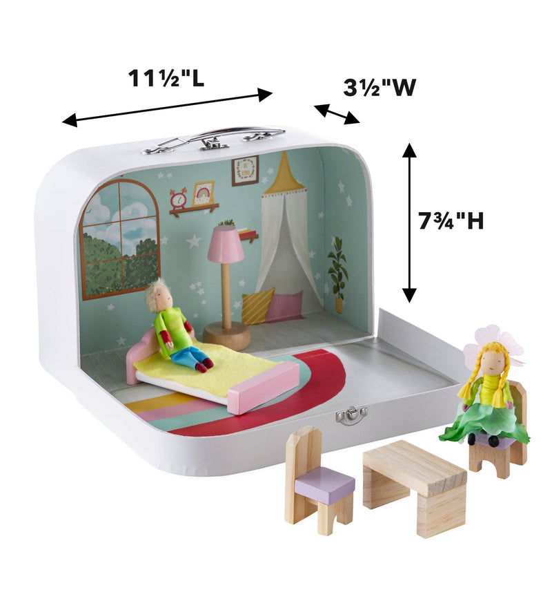 Hearthsong Rainbow Cottage Travel Dollhouse Set w/ Dolls & Furniture-Mountain Baby