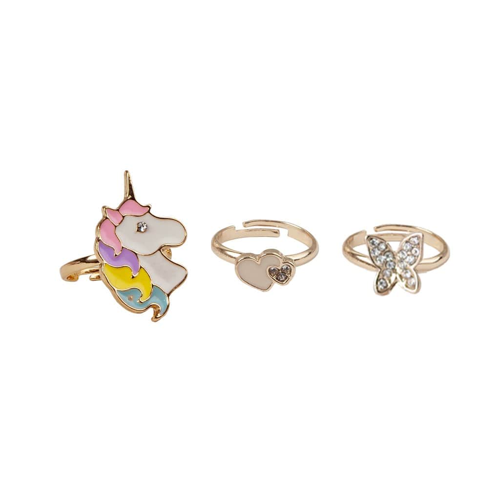 Great Pretenders Jewelry - Boutique Butterfly & Unicorn Rings 3pk-Mountain Baby