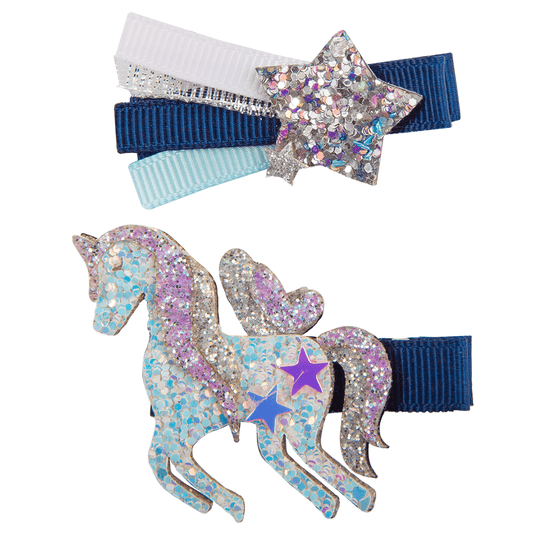 Great Pretenders Jewelry - Boutique Navy Unicorn Star Hairclip - Assorted-Mountain Baby