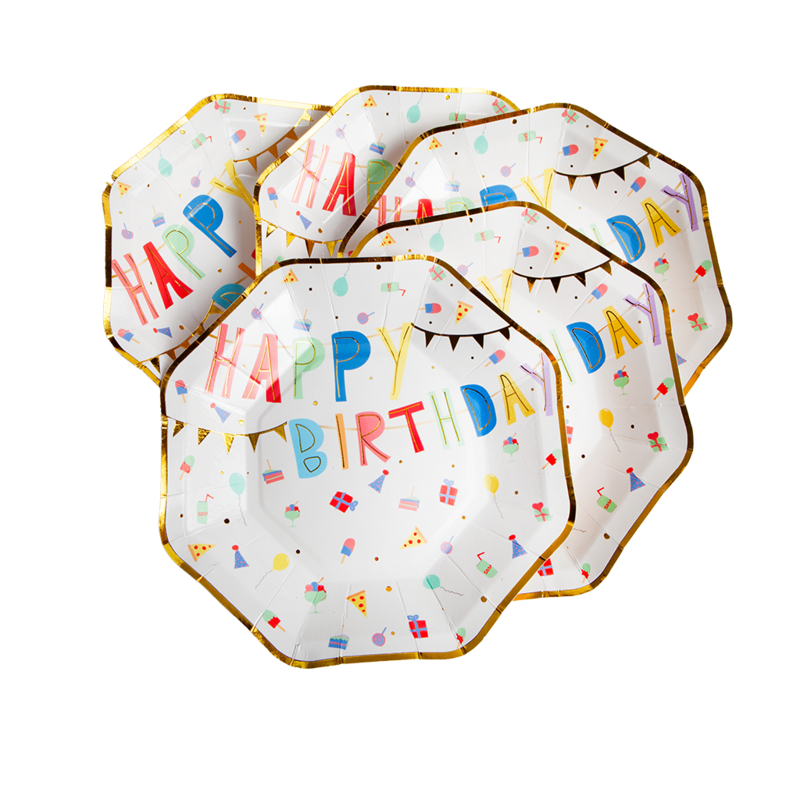 Great Pretenders Party Supplies - Paper Plates 8pk - Happy Birthday - Small-Mountain Baby