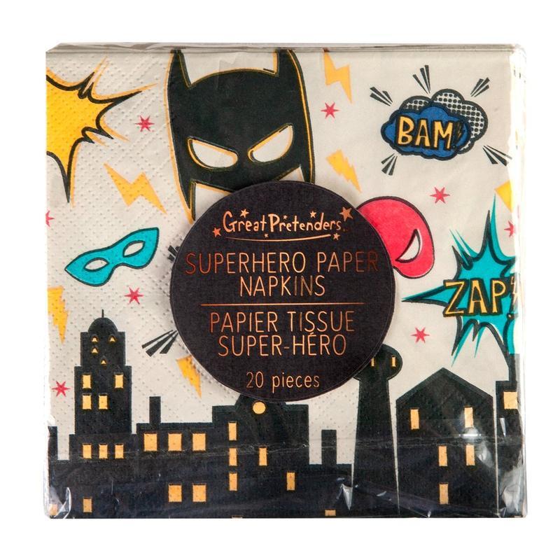 Great Pretenders Party Supplies - Paper Napkins - Superhero-Mountain Baby