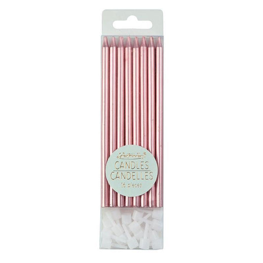 Great Pretenders Party Supplies - Candles - Metallic - Pink 16pc-Mountain Baby