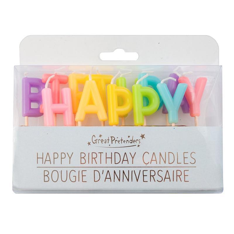 Great Pretenders Party Supplies - Candles - Happy Birthday Letters - Rainbow 13pc-Mountain Baby
