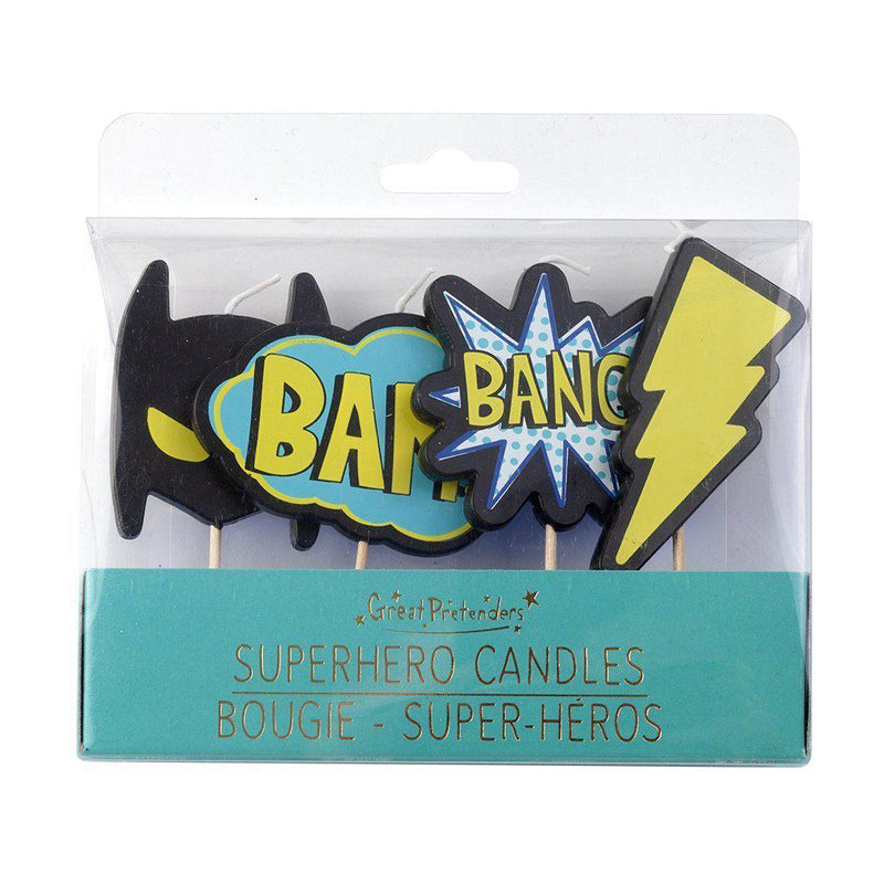 Great Pretenders Party Supplies - Candles - Superhero 4pc-Mountain Baby