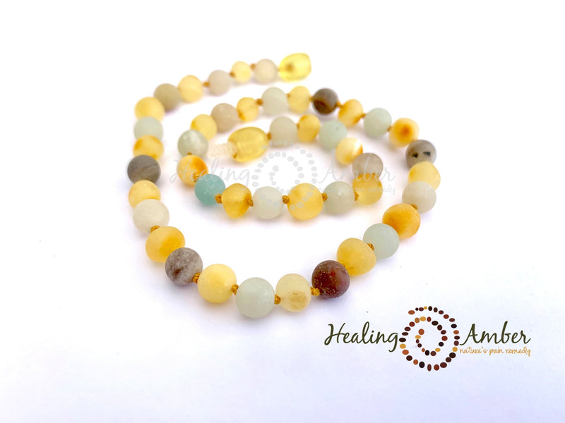Healing Amber & Gem Polished Necklace - 13"-Mountain Baby