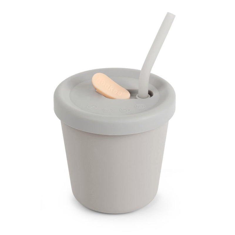 Haakaa Silicone Sippy Straw Cup - Grey-Mountain Baby