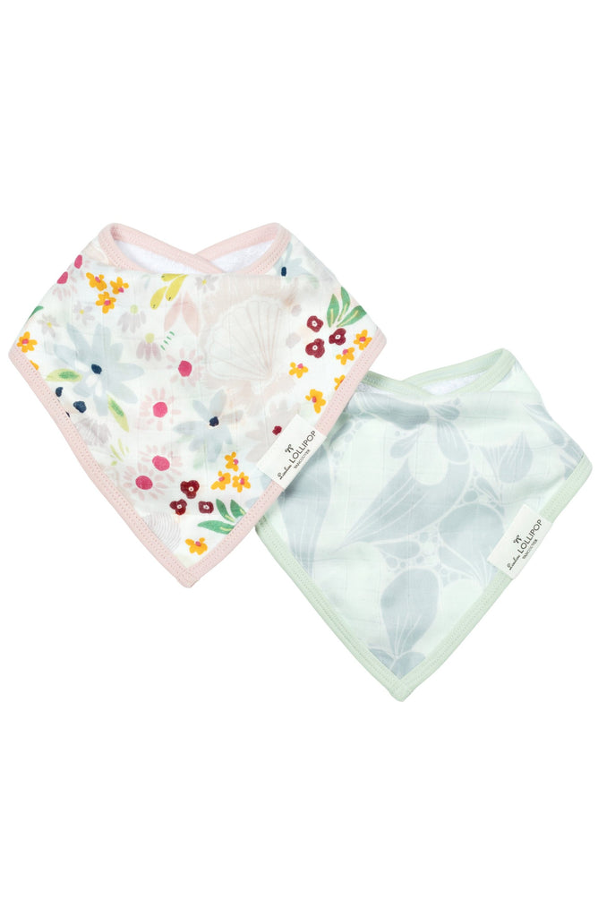 LouLou Lollipop Bandana Bib Set - Shell Floral-Mountain Baby