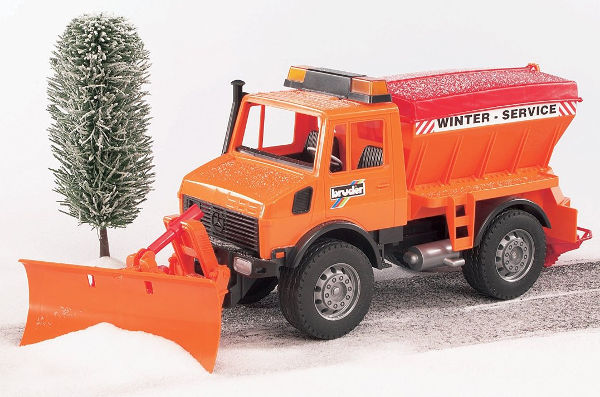 Bruder MB Unimog Snowplow Truck w/ Sand Spreader-Mountain Baby