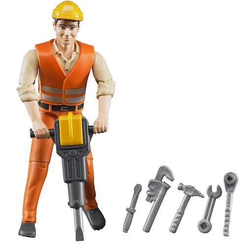 Bruder Figure - Construction Worker with Accessories - Light Skin-Mountain Baby