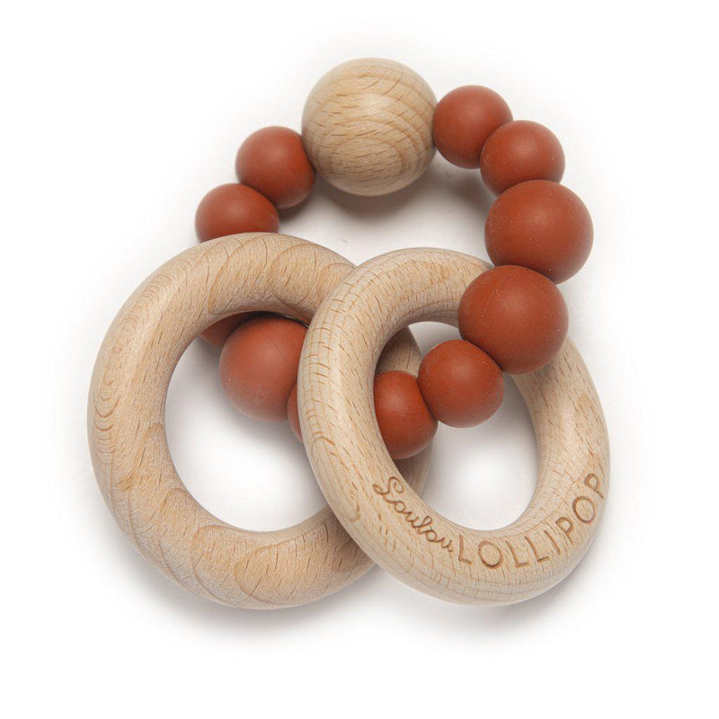 LouLou Lollipop Silicone & Wood Teether - Bubble - Rust-Mountain Baby